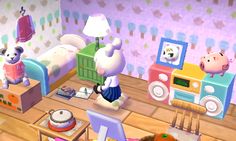 the animal crossing game is playing on the nintendo wii, and it's very cute