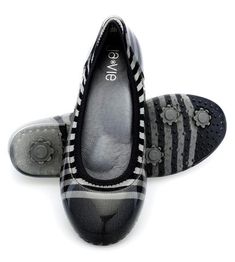 NEW Charcoal/Black Rugby Stripe Flats Black Slip-resistant Round Toe Flats, Black Non-slip Synthetic Flats, Black Comfortable Casual Flats, Casual Black Comfortable Flats, Comfortable Casual Black Flats, Comfortable Black Casual Flats, Casual Black Flats With Removable Insole, Black Slip-resistant Casual Flats, Black Casual Slip-resistant Flats