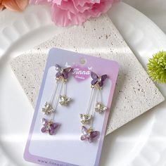 Cute Purple Butterfly Drop Dangle Earrings Cottagecore - Etsy China Fairycore Butterfly Earrings For Gift, Purple Jewelry Aesthetic, Fairycore Earrings, Summer Fashion Dresses Casual, Earrings Cottagecore, Cottagecore Earrings, Jewelry Aesthetic, Purple Jewelry, North Hollywood