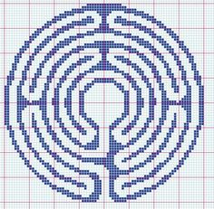 a cross stitch pattern in blue and white