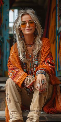 Gray-Haired Idols: Art of Keeping Colors - Toonizer Look Kimono, Chinese Streetwear, Eclectic Outfits, Bohemian Cowgirl, Yoga Studio Design, Boho Styl