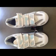 Brand New Bike Shoes. White, Silver And Baby Blue In Color. Japanese Sneakers, Form Inspiration, Acubi Fashion, New Bike, Fits Inspo, Perfect 10, Bike Shoes, Womens Bike, Shoes Color