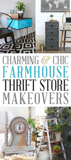 the cover of charming and chic farmhouse store thrift store makeovers