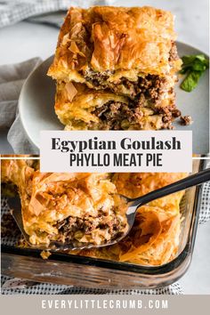 a collage of egyptian squash and phylo meat pies with text overlay