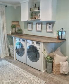 the laundry room is clean and ready to be used by someone who likes it on instagram