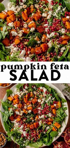 Thanksgiving Salad Recipes Nut Free, Fall Thanksgiving Salad, Salads Thanksgiving, Pumpkin And Feta Salad, Thanksgiving Salads, Pumpkin And Feta, Fall Salad Recipes, Maple Salad