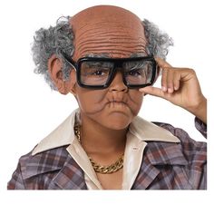 Transform your child into a wise and elderly figure with the Old Cue Ball Child Kit in Brown! This costume kit includes a comfortable brown bald cap that fits most children, completing their look and giving them an authentic appearance. Novelty Glasses, Bald Cap, California Costumes, Black Costume, Belly Laughs, Man Child, Costume Collection, Office Party, Facial Hair