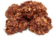 three pieces of chocolate granola sitting on top of each other