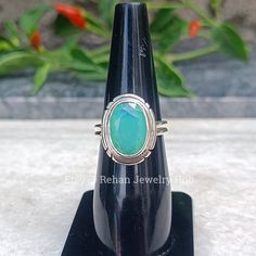 Chrysoprase Chalcedony Stone 925 Sterling Silver Rings, Chrysoprase Chalcedony Handmade Rings, Chrysoprase Dainty Ring, Chrysoprase Jewelry Handmade Item :- =>Materials : Silver, Stone =>Gem Stone : Chrysoprase Chalcedony =>Gem Size : 10*14mm =>Band Color : Silver =>Silver Polish : High Polish Because these beautiful pieces are handmade, each piece is unique and therefore no two items are exactly the same. Also, because the stones are all unique, stone colours/patterns may vary slightly. Some stones may have natural inclusions, these are not flaws, but give the stone its own individual characteristics All our jewels are made with our expertise of several years. Every order is processed timely and workmanship on each piece is done the best.  ABOUT MY STORE :- We are selling Excellent qualit Luxury Chrysoprase Rings For Formal Occasions, Chrysoprase Jewelry, Chalcedony Stone, Zierlicher Ring, Silver Polish, Handmade Rings, Bohemian Earrings, Gem Stone, Boho Stil