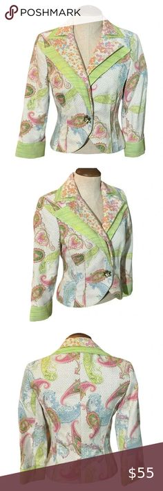 Alberto Makali Vintage Women's Paisley Blazer Jacket  4 Multicolor Y2K Eclectic Vintage Blazer, Blazer Jacket, Vintage Ladies, Paisley, Blazer, Wardrobe