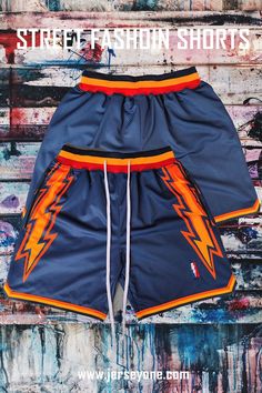 Thunder Printed Fashion Steet Basketball Shorts | Jersey One Nylon Shorts With Mesh Pockets, Breathable Mesh Shorts, Nylon Athletic Shorts For Sports Events, Orange Nylon Sports Shorts, Breathable Mesh Nylon Shorts For Summer, Summer Nylon Shorts With Breathable Mesh, Nylon Bottoms With Built-in Shorts For Sports, Streetwear Mesh Shorts With Elastic Waistband, Nylon Sportswear Shorts For Sports Events