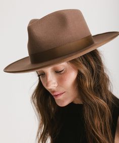 Our Monroe Rancher felt fedora hat is a bestseller for good reason, this quintessential wool fedora hat stands the test of time making it the perfect staple in any wardrobe. The Monroe Rancher is a hat with a teardrop shaped crown, stiff upturned brim, and is paired with a tonal grosgrain band. These beautiful combinations make this felt fedora hat a classic. Fall Panama Hat With Curved Brim In Fur Felt, Fall Fur Felt Panama Hat With Flat Brim, Fall Fedora Panama Hat In Fur Felt, Fall Fedora With Fur Felt And Flat Crown, Fur Felt Fedora Panama Hat For Fall, Fall Fur Felt Panama Hat With Short Brim, Gigi Pip, Wool Fedora Hat, Wool Fedora