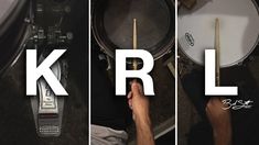 there are three different pictures with the letters krl and drums in front of them