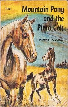 an old children's book with horses in the background