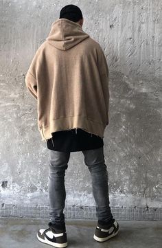 White French, Cozy Pullover, Oversized Pullover, Oversized Hoodie, Cross Stitching, Raw Edge, French Terry, Men's Fashion, Unique Style