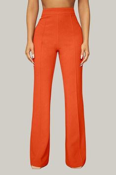 Introducing our exquisite Paityn High Waist Office Pants - a must-have addition to your professional wardrobe. These high waist pants feature a flattering flare leg and a regular fit for effortless elegance and sophistication. 95% Polyester, 5% Elastane Model is wearing size small Please allow 3-5 business days to process and ship. in cm : Size US Length Waist Size Hip Size Thigh Inseam XS 2 104.90 60.00 86.80 53.90 76.50 S 4 105.80 64.00 90.80 56.30 77.00 M 6 106.70 68.00 94.80 58.70 77.50 L 8/ Elegant High Waist Wide Leg Elastane Pants, Fitted Solid Color Bottoms For Work, Fitted Workwear Bottoms In Solid Color, Flare Dress Pants For Business Casual In Spring, Elegant Non-stretch Solid Color Wide Leg Pants, Elegant Stretch Flares With Straight Leg, Elegant Stretch Straight Leg Flares, Elegant Wide-leg Work Pants, Elegant Stretch Flares For Spring