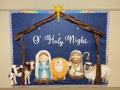 a nativity scene with the birth of jesus