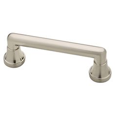 a stainless steel pull handle on a white background