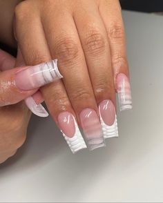 French White Nails, Stelleto Nails, Halo Nails, Girly Acrylic, Cute Short Nails, French Tip Nail Designs, Girly Acrylic Nails, Simple Acrylic Nails, Long Acrylic Nails Coffin