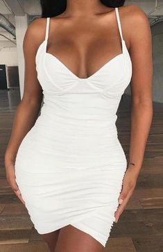 Sexy Classy White Ruched Bodycon Club Mini Evening Dress, Cocktail Dress. This white tight mini evening dress is made of a soft stretchable fabric. The fabric is thick. We do not see through the fabric. This white tight mini evening dress is perfect for night out, evening and party. This white tight mini evening dress will make you look dressy, elegant, feminine, sexy and seductive. This dress is of great quality. You will receive a product as good as the one displayed on the image. Evening Mini Dresses, Halter Bodycon Dress, Spaghetti Strap Bodycon Dress, White Dress Summer, Bodycon Mini Dress, Summer Dresses For Women, Summer Dress, Sundress, Dress Length