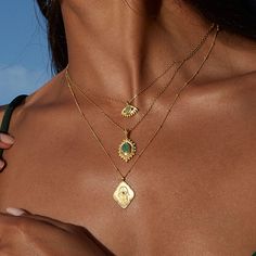 Gold Plate Necklace, Satya Jewelry, Symbol Of Protection, Eye Symbol, Round Necklace, Plate Necklace, Emerald Necklace, Ancient Symbols, Eye Protection