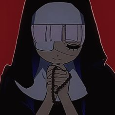 an animated image of a nun holding her hands together