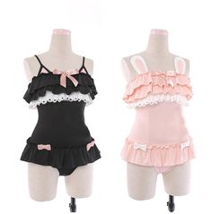 Look cute and stylish this summer with our kawaii rabbit cat ears ruffles polyester swimsuit! this adorable swimsuit features a classic design with kawaii-style touches like cat ears and ruffles for a unique look. get yours now for a summer full of fun and fashion! Cute Kawaii Jumpsuits Rompers, Cheap Kawaii Tops For Cosplay, Kawaii Swimsuit, Kawaii Fashion Outfits, Black Clothing, Lingerie Outfits, Mode Inspo, Kawaii Clothes, Cosplay Outfits