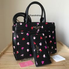 100% Authentic Kate Spade Staci Ditsy Buds Medium Satchel Comes With A Matching Wallet Black Multi And Gold Hardware Brand New With Tags 10.5” (Width) X 8.5” (Height) X 5” (Depth) Medium Size Handles Are 6” Drop Long Shoulder Strap Included Designer Black Bags For Spring, Kate Spade Black Spring Bag, Kate Spade Black Bags For Spring, Kate Spade Staci, Kate Spade Purse Black, Kate Spade Satchel, Kate Spade Cameron Street, Brown Leather Satchel, Vintage Kate Spade