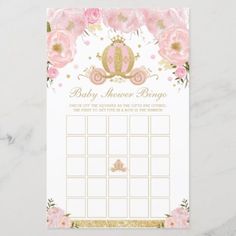 a pink and gold floral baby shower game