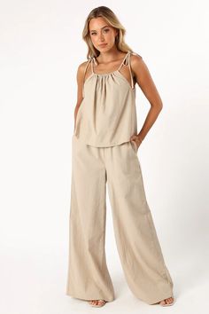 Savanna Striped Pants - Apricot - Petal & Pup USA Versatile Relaxed Fit Culottes With Elastic Waistband, Chic Cotton Wide Leg Pants With Elastic Waistband, Relaxed Wide Leg Pants With Pockets, Chic Wide Leg Cotton Pants With Elastic Waistband, Effortless Wide Leg Summer Work Pants, Effortless Summer Wide Leg Work Pants, Effortless Wide Leg Pants For Summer Workwear, Effortless High-waisted Pants, Chic Cotton Wide Leg Pants For Loungewear