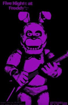 a purple poster with an image of five nights at frecky