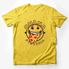 Ohana Pizzeria Smile Pizza Slice Graphic T-Shirt, Casual Funny Food Tee, Summer Party Top, Unisex Pizza Lover Gift Male T-Shirt Custom graphic T-Shirt.Customize your color Funny Crew Neck T-shirt With Logo Print, Fun Short Sleeve T-shirt With Logo Print, Funny Crew Neck T-shirt With Front Print, Fun Crew Neck Top With Logo Print, Burger Cartoon, Foodie Outfit, Graphic Cow, Unique Pizza, Pop Art Shirt