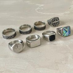 Set Of Rings, Mens Silver Jewelry, Mens Rings Fashion, Signet Rings, Magical Jewelry, Jewelry Lookbook