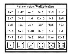 the roll and solve math game is shown in black and white with numbers on it