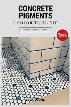 Blue Grout Color Pigment Beautiful Basements, Concrete Pigment, Shop Tile, Powder Room Makeover, Upcycle Ideas, Creative Decoration, Green Tech, Concrete Color, Mosaic Ideas