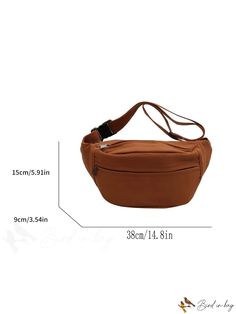 BirdinBag - Streamlined Waist Bag with Convenient Zip Front and Quick Release Buckle Brown Large Capacity Softback Bag, Brown Softback Bag With Adjustable Strap, Brown Softback Shoulder Bag With Adjustable Strap, Brown Large Capacity Belt Bag, Brown Belt Bag With Large Capacity For Daily Use, Trendy Brown Softback Bags, Trendy Brown Bags With Pockets, Brown Pouch Bag For School, Brown Pouch Bag With Pockets