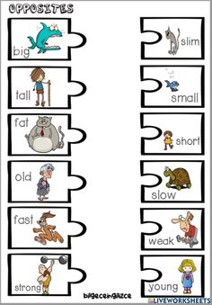 an opposite and right hand word worksheet with pictures on it