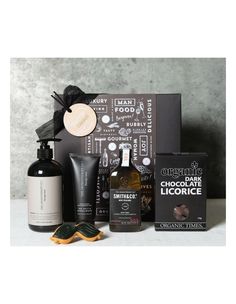 an assortment of chocolates and body care products