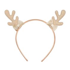 The sweetest headband to add a little festive shimmer to your Christmas! These pale pink glitter reindeer ears are adorned with gold tulle bows on each side. They are set securely onto a rose gold PU-covered band, which is designed to provide a comfortable fit for little heads. Matching clips, ponies, and star bar clips also available. Rockahula Kids Made using recycled ribbon. Not suitable for children under 36 months due to small parts. Style code: X530 Kids Tool Bench, Reindeer Ears, Glitter Reindeer, Gold Tulle, Festival Headband, Child Bike Seat, Activity Cube, Stroller Organizer, Reindeer Headband