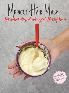 Coconut Oil Hair Mask Diy, Damaged Hair Diy, Overnight Hair Mask, Moisturizing Hair Mask, Homemade Hair Treatments, Diy Hair Mask For Dry Hair, Homemade Hair Mask, Dry Frizzy Hair, Best Hair Mask