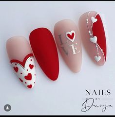 Nail Art Designs Valentines Day Style, Love Nail Art Valentines Day, Valentines Day Nails Funky, Valentine Inspo Nails, Difficult Nail Art Designs, February Nail Designs Valentines Day, Valentine Theme Nails, Valentine Nail Art Designs Heart, Love Nails Valentine