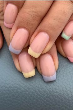 Stars Nails, Gel French Manicure, French Manicure Nails, Colorful Nails, Her Nails, Nails French, Nail Swag, Short Acrylic Nails Designs, Easter Nails