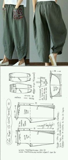 an image of men's pants sewing pattern with instructions to make them look like they are