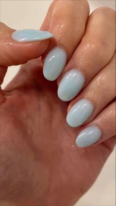 Simple Nails Painted, Light Blue Gel X Nails, Nails For Blue Hoco Dress, Plain Nails With Design, Hoco Blue Nails, Simple Nails Solid Colors, Gel Nails Ideas Blue, Opi Light Blue, Very Light Blue Nails