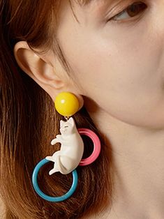 Material: Resin Acrylic



 Height
 Width
 Weight (1 piece)


 Approx. 9cm
 Approx. 5cm
 Approx. 18g Novelty White Pierced Jewelry, Novelty White Round Earrings, Resin Acrylic, Cat Earrings, 925 Silver, 1 Piece, Silver