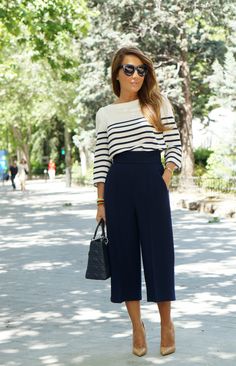 How To Wear Culottes, Nautical Outfits, 일본 패션, Spring Work Outfits, Blazer Outfit, Outfit Trends, Modern Dress, Inspired Outfits