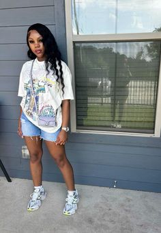 Parade Outfit Ideas Summer, Hbcu First Day Outfit, Jort Outfits Black Women, Teenager Outfits Black Girls Style, What To Wear To The Fair Outfits, Date Outfit Ideas Black Women, First Day Of College Outfits Black Women, Cute Swag Outfits Summer, Cute Simple Outfits Black Women