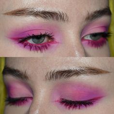 Hot Pink And Blue Makeup Looks, Earthy Eye Makeup, Pink Mascara Looks, Maximalist Makeup, Trippy Makeup, Pink Eyeshadow Look, Maquillage On Fleek, Funky Makeup, Mango Tango