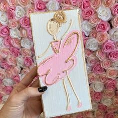 BALLERINA HAND PAINTED WOOD BLOCK 3X7-Sissy Boutique Ribbon Painting, Ballerina Hands, Cross Painting, Door Hangers Diy, Christmas Dreaming, Easy Canvas Art, Canvas Painting Diy, Spring Art, Cross Paintings