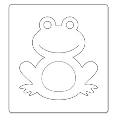 a paper cut out of a frog sitting on top of a white square with black outline